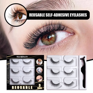 Diacha Self-adhesive False Eyelashes With Glue Reusable Quick to Wear 3D Mink Hair Eye Extension Tools