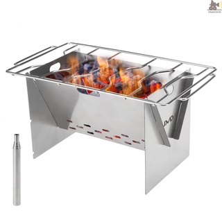 SNKE Lixada Camping Wood Burning Stove Outdoor Portable Folding Stainless Steel Backpacking Cooking Stove with Grill Plate and Bellow