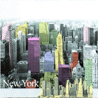 Pladao Napkin ภาพ Landmark วิวเมือง New York Color กระดาษ แนพกิ้น สำหรับงานศิลปะ เดคูพาจ decoupage ขนาด L 33x33