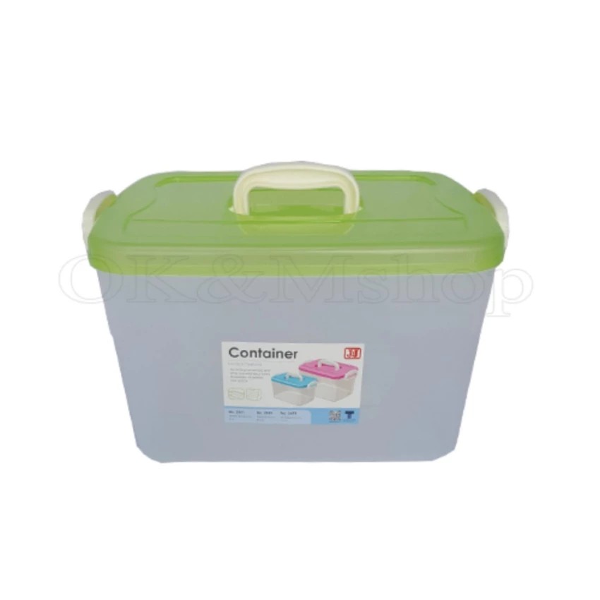 OL&P shop กล่องพลาสติกฝาล็อค หูหิ้ว ขนาด25.5x38x21.5ซม. (14ลิตร)