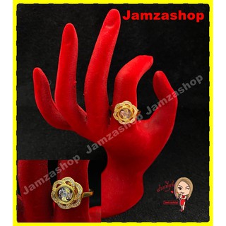 ๋JamzaShop แหวนกังหันดอกไม้ แชกงหมิวนำโชค แหวนกังหันล้อมเพชรCZ งานจิวเวอรี่ (กังหันหมุนได้จริง)