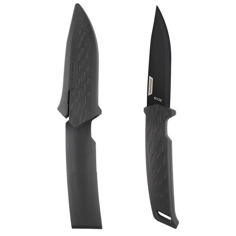 มีดพก มีดพกพา แบบใบมีดยึดตายตัวรุ่น SIKA 100 (สีดำ) SOLOGNAC Blade Knife Black Grip