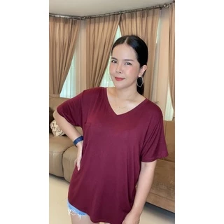 💐เสื้อยึดเรย่อนคอวีสีพื้นฟรีไชส๋💐รอบอก44-52💐