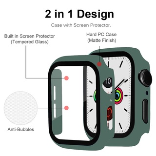 ฟิล์มกระจก พร้อมเคส สําหรับ apple watch Series 7 6 5 4 3 SE สําหรับสายนาฬิกา apple watch 45 มม. 41 มม. 44 มม. 40 มม. 42 มม. 38 มม.