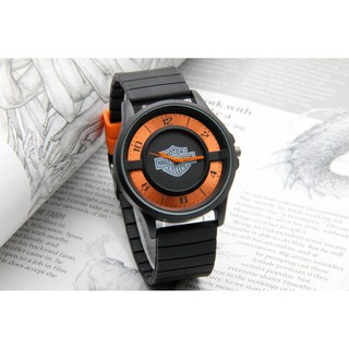 Harley davidson นาฬิกาข้อมือยาง สไตล์สปอร์ต