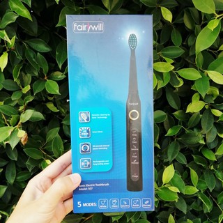 แปรงสีฟันไฟฟ้า Fairywill® Sonic Electric Toothbrush, 5 Optional Modes with 3 Brush Heads รุ่น FW-507 Black ชาร์จไฟได้