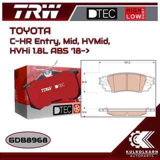 ผ้าเบรคหลัง TRW สำหรับ C-HR Entry, Mid, HVMid, HVHi 1.8L ABS 18-&gt; (GDB8968)