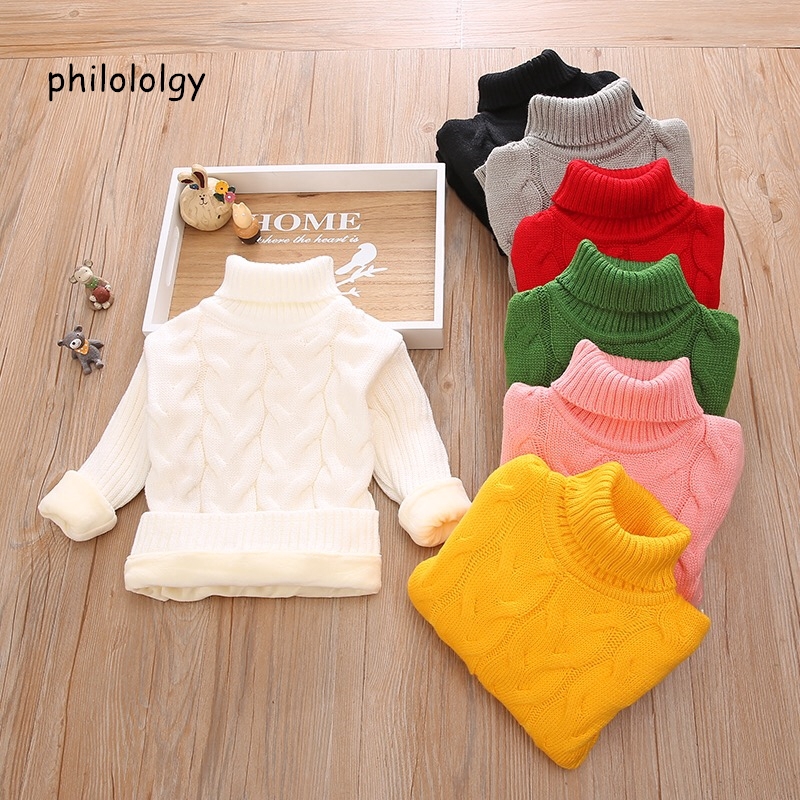 เสื้อกันหนาว คอเต่า ผ้ากํามะหยี่ แบบหนาพิเศษ สําหรับเด็กผู้ชาย และเด็กผู้หญิง