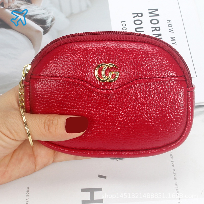 【 พร้อมส่ง 】กระเป๋าสตางค์หนัง PU ลายลิ้นจี่ สีพื้น สไตล์ใหม่