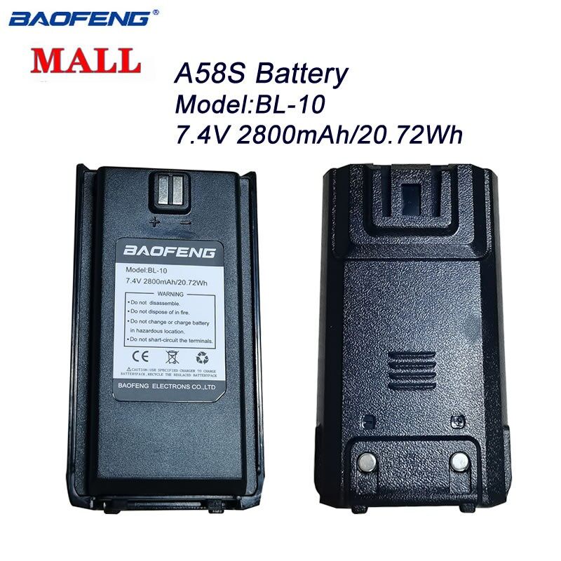 ☌Original Baofeng A58S BL-10 แบตเตอรี่ 7.4v 2800mAH Li-Ion แบตเตอรี่ สำหรับ BF A58S Two Way วิทยุ