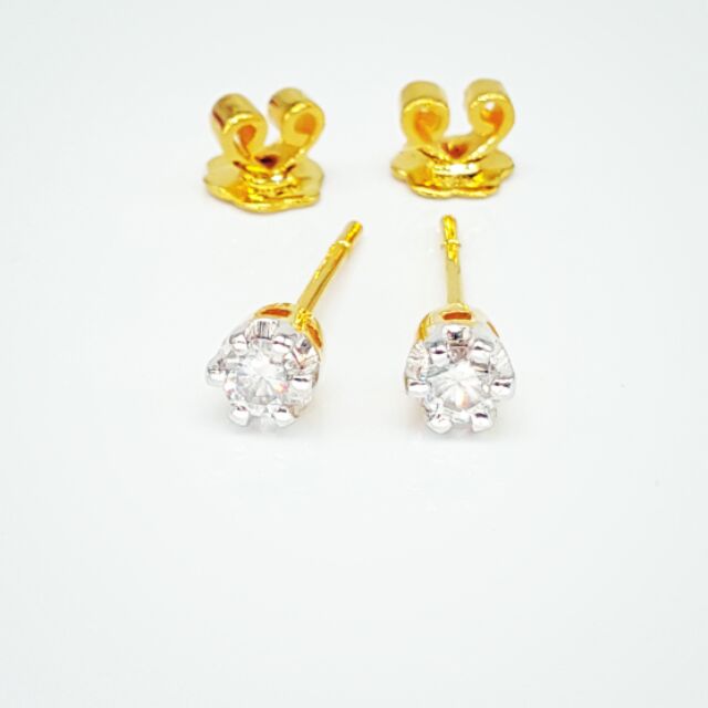 ต่างหูเพชรแท้เบลเยี่ยมทองคำแท้9k