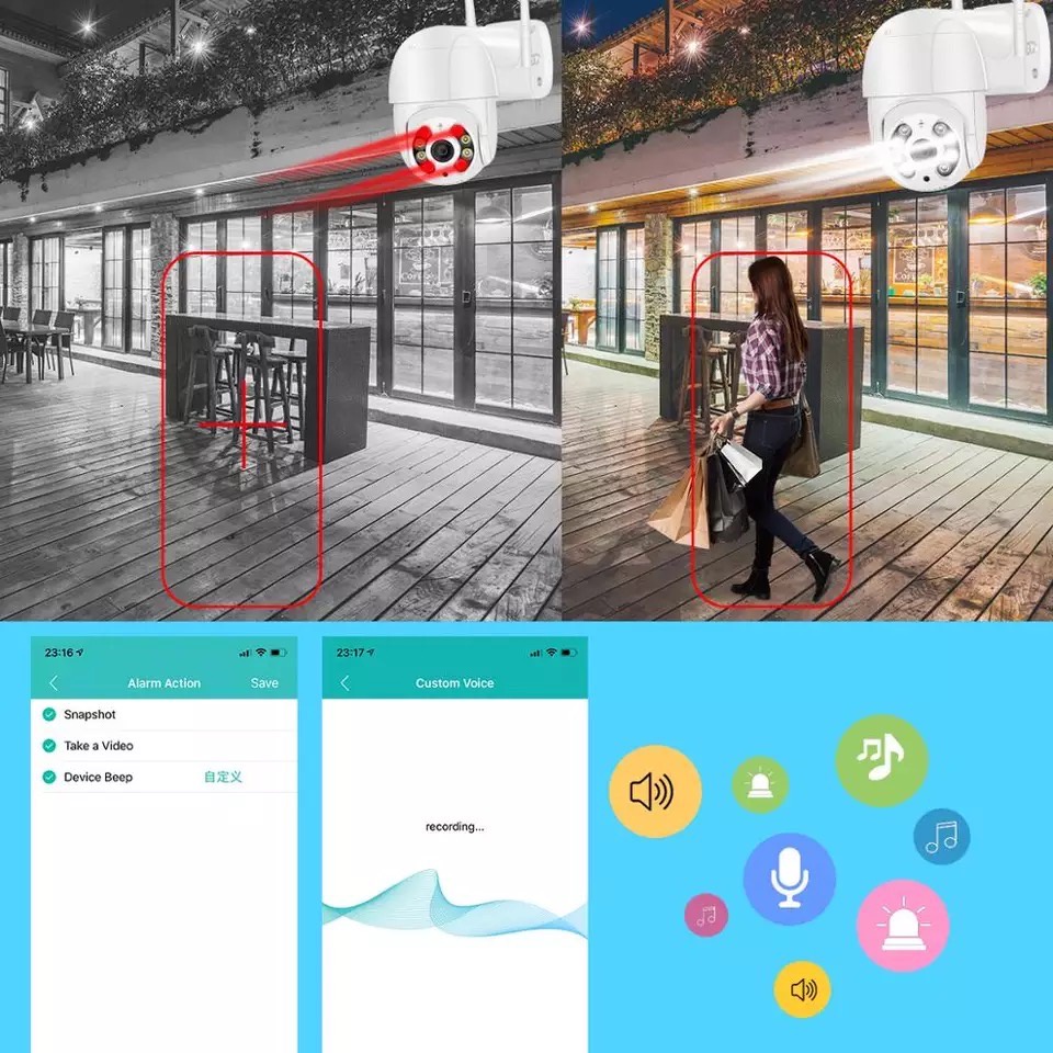 ICSEEรุ่นQ5-5MP -5ล้าน XM599-XMEYE icsee Pro H.265 FHD 5MP WiFi PTZกล้องIP Camera กลางแจ้ง PTZ Aiมนุษย์DETECTกล้องไร้สาย