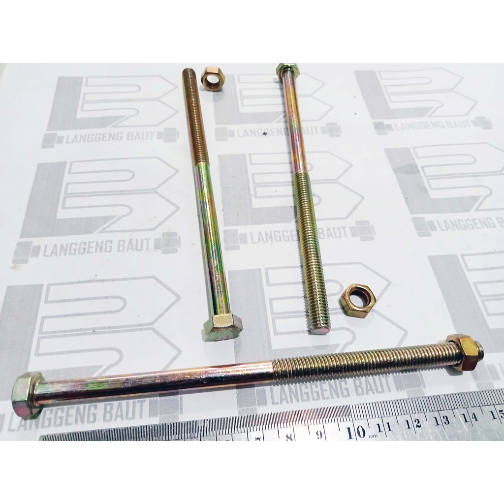 M8 x 150 Yellow Nut Bolt / 12 Key Bolt ยาว 15 ซม. BMK M8x150