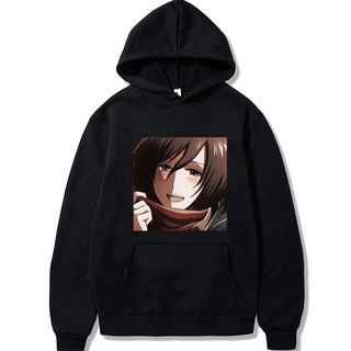 เสื้อฮู้ดดี้ แบบสวมหัว ลาย Attack On Titan Mikasa Ackerman Ullzang สําหรับผู้ชาย JZ