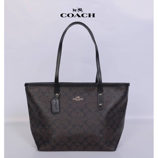 Coach Central Tote With Zip In Signature Canvas