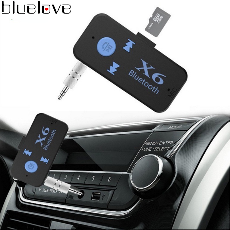 X6 อะแดปเตอร์รับสัญญาณเสียงเพลง บลูทูธไร้สาย 5.0 3 in 1 AUX แฮนด์ฟรี 3.5 มม. รองรับการ์ด TF สําหรับรถยนต์