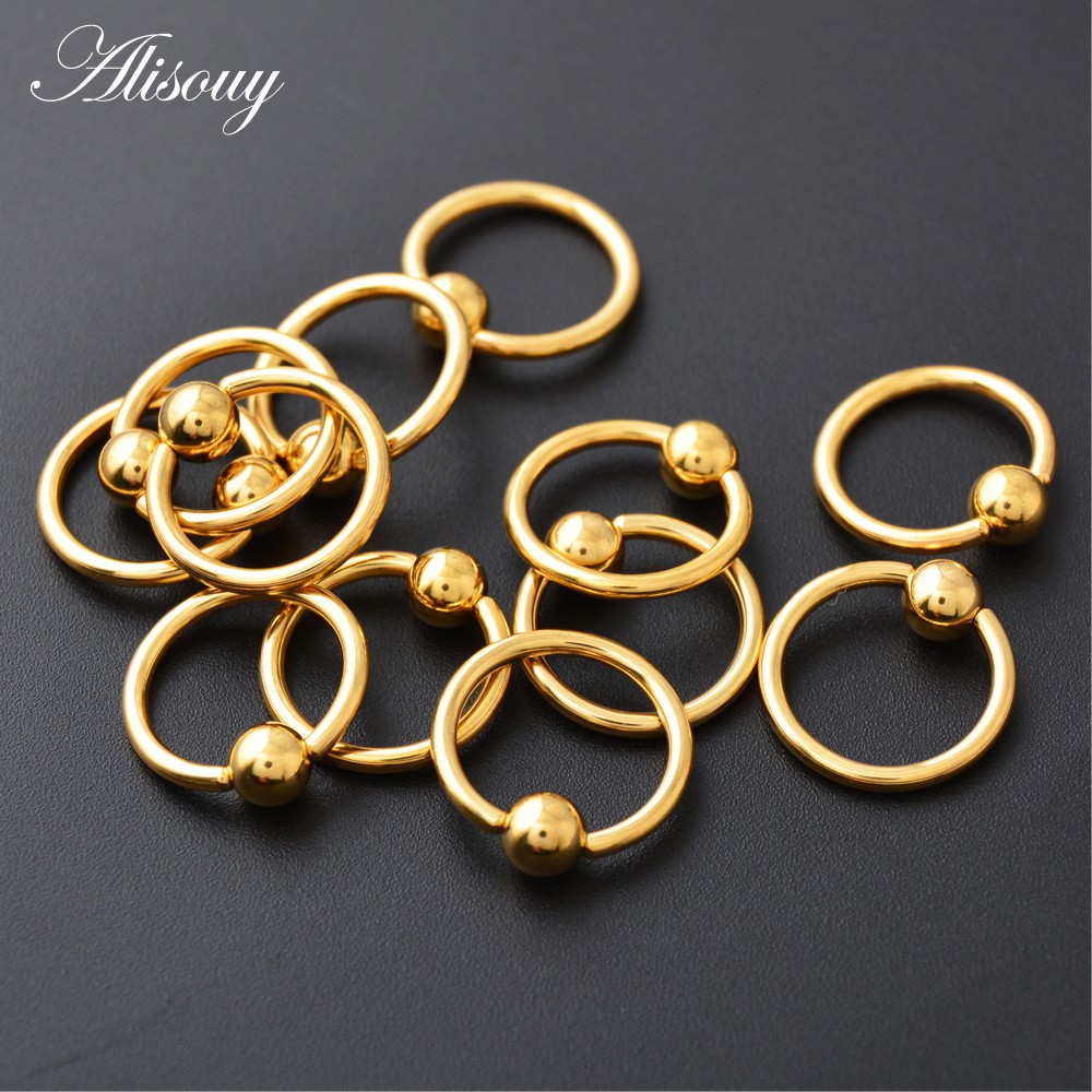 Alisouy 1PC 16G สแตนเลสสตีล Captive ลูกปัดแหวน BCR เจาะริมฝีปากจมูกแหวนหู Tragus หัวนมแหวนสะดือแหวนเครื่องประดับ