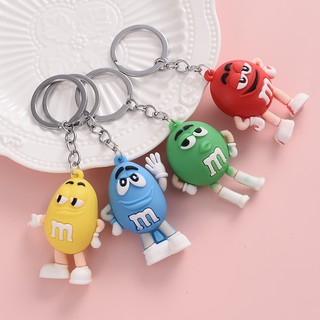 9PN089 พวงกุญแจ m&amp;m น่ารัก 4สี พวงกุญแจ 3D  พวกกุญแจสำหรับกระเป๋า พวกกุญแจ การ์ตูน น่ารัก