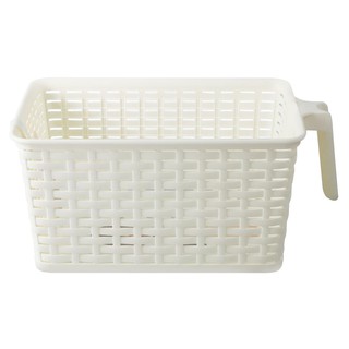 BASKET WITH HANDLE KGB-201 4L WHITE ตะกร้าใส่ของมีด้ามจับลายหวาย 4 ลิตร KGB-201 สีขาว ตะกร้าใส่ของในครัว อุปกรณ์จัดเก็บใ