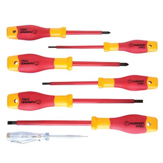 ชุดไขควงแฉกแบน (7 ตัว/ชุด) พัมคินVDE-IS7S Phillips screwdriver set (7 pcs / set) Pumpkin VDE-IS7S