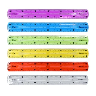ไม้บรรทัดเยลลี่ 20/30 เซนติเมตร ม้วนได้ งอได้ 5 สี (0020,0030-BC) น้ำหนักเบา สุ่มลาย ไม้บรรทัด ไม้บรรทัดงอได้