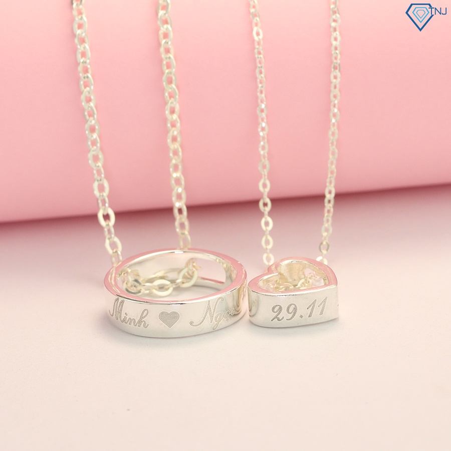สร้อยคอเงินคู่สลักชื่อ Circle of Love DCD0027 - TNJ Jewelry