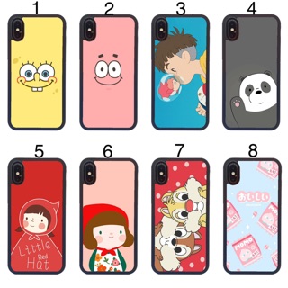 เคสสกรีนแปะหลัง (ขอบนิ่มดำ ด้านข้างมีปุ่มกันลื่น)