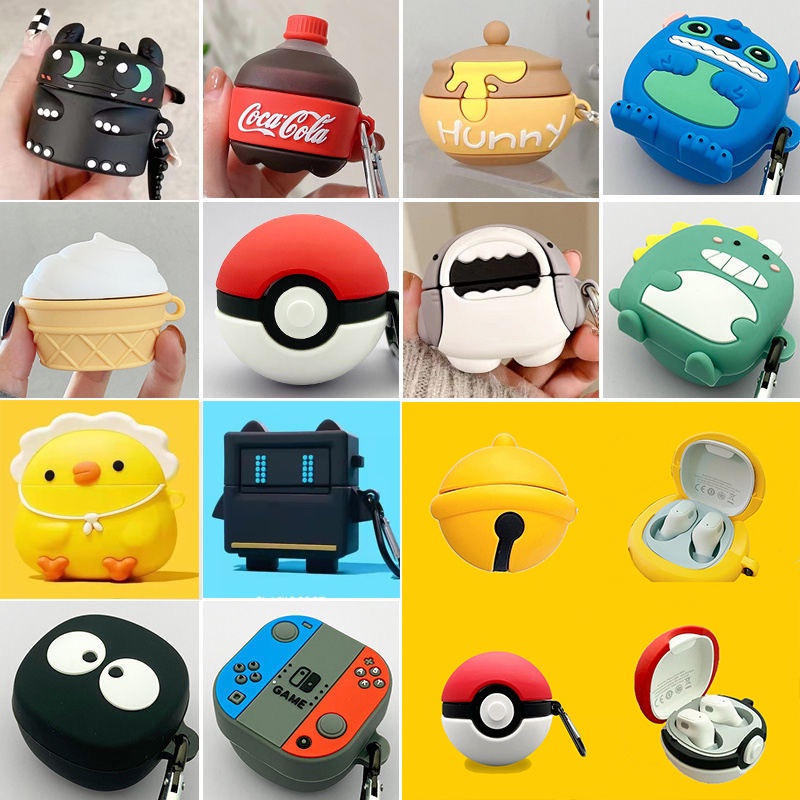 ปลอกป้องกันซิลิคอนสําหรับ Baseus WM01 กรณี Encok WM01 ชุดหูฟังไร้สายบลูทูธกล่องชาร์จการ์ตูนปกอ่อน