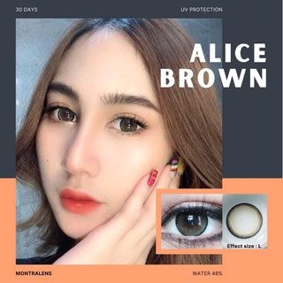 ⚡Montralens⚡Alice Brown💥มนตราเลนส์💥บิ๊กอายตาโต💥คอนแทคเลนส์สายตา💥คอนแทคเลนส์กรองแสง💥แถมฟรีตลับทุกคู่