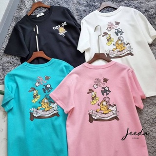 NJ เสื้อยืดงานเกาหลี 🇰🇷 ผ้า Cotton พรีเมี่ยม พร้อมส่ง สีดำ