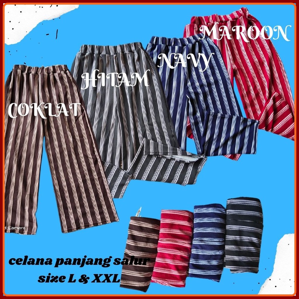 Yomi กางเกงขายาว ลายทาง