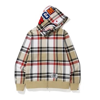 PROSPER - BAPE Check Shark Full Zip Hoodie Beige