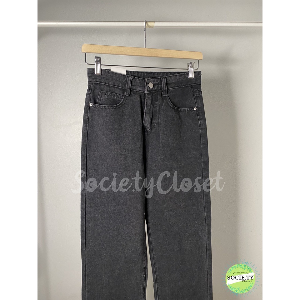 Socie.tycloset-G53กางเกงเอวสูงทรงกระบอกสีดำ