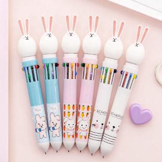 ปุ่มสีมัลติฟังก์ชั่น 10 สีปากกาลูกลื่นการ์ตูนนักเรียน