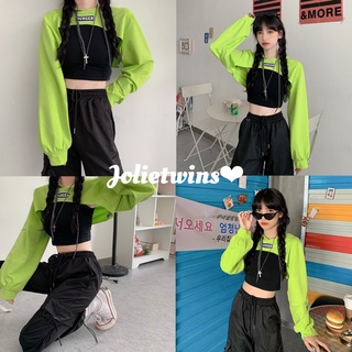 เสื้อคอเต่า เสื้อยืดสีพื้น พร้อมส่ง🍑เสื้อครอป สีเขียวนีออน ใครสายเต้น TikTok โคฟเวอร์ แนะนำตัวนี้เลยยย