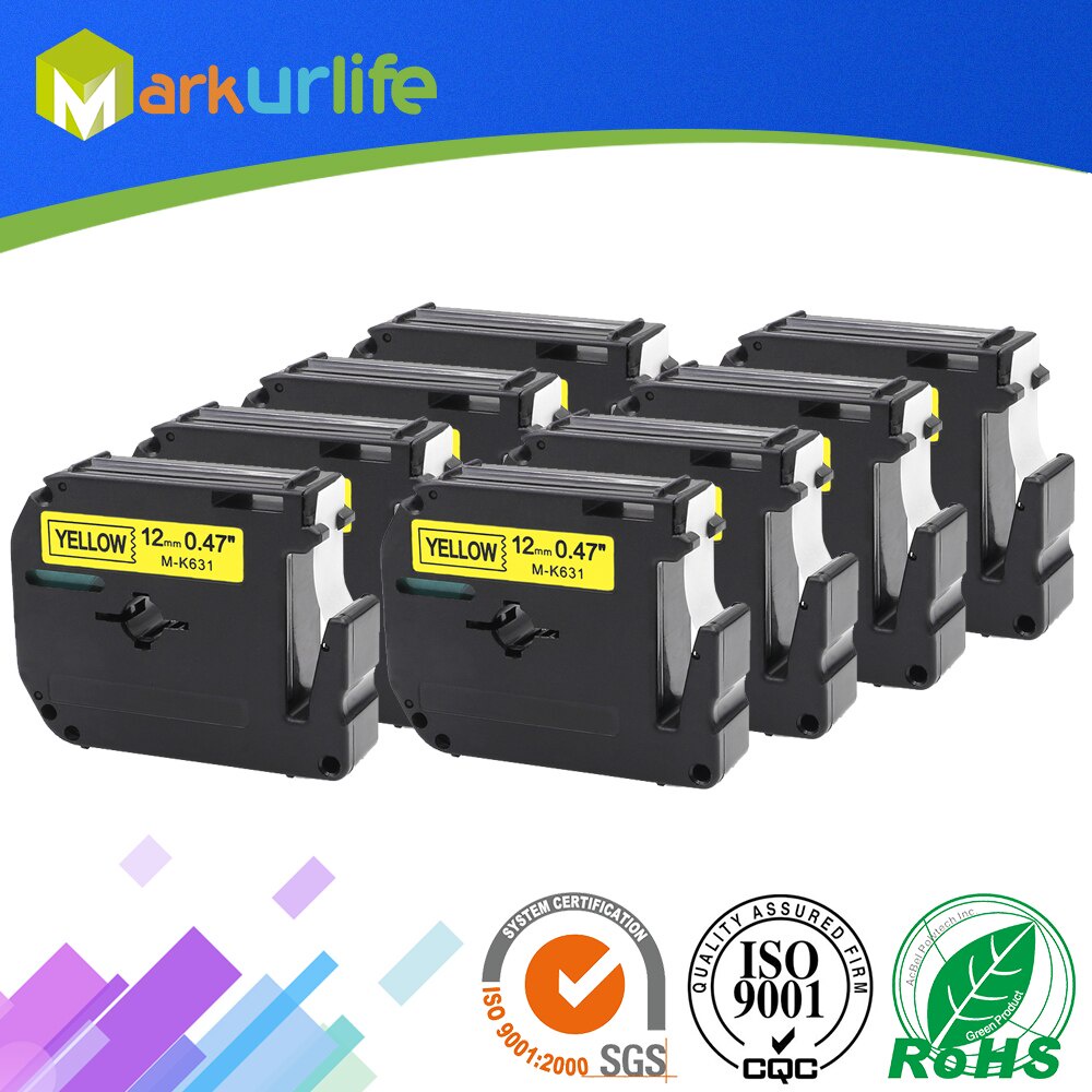 8 PCS/Lot 12mm*8m M-K631 Compatible Brother M Tapes Label cartridge M-K631 MK631 M631 for P touch pr