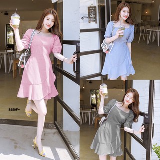 TW8550  Dress ชุดเดรสผ้าคอตตอนลายริ้ว (ฟรีไซร้) +++สอบถามสินค้าก่อนสั่ง