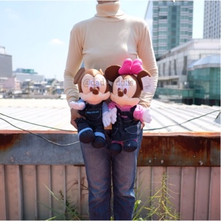 ตุ๊กตา Baby Mickey Mouse มิกกี้เม้าส์ &amp; Minnie มินนี่ ชุดยีนส์ 12นิ้ว