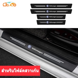 GTIOATO 4ชิ้น กันรอยประตูรถยนต์ คาร์บอนไฟเบอร์ แผ่นกันรอยประตูรถยน สติ๊กเกอร์ติดรถ สำหรับ Volkswagen Beetle Scirocco Golf Polo Jetta