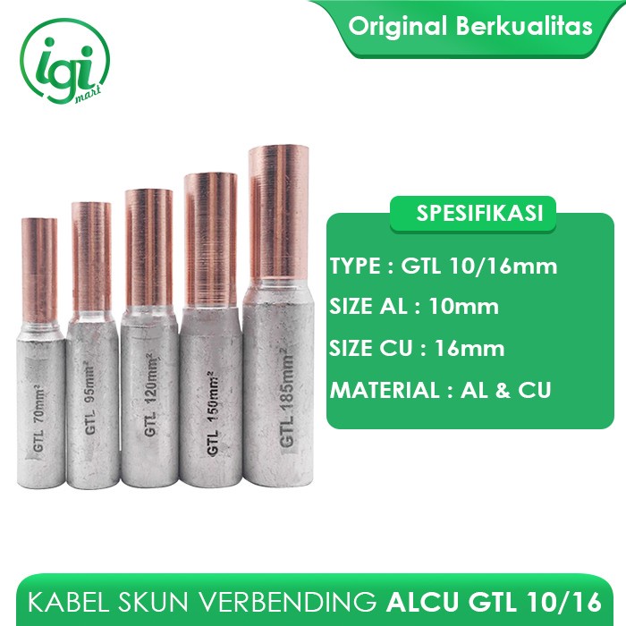 ALCU GTL 10-16mm ซ็อกเก็ต SKUN CABLE / AL CU BIMETAL CONNECTOR VERBENDING