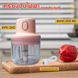 TSM รุ่น EPK-250 เครื่องบดปั่นไฟฟ้าอเนกประสงค์ แบบไร้สาย เครื่องบดกระเทียม ขนาด250ml แบตเตอร์รี่ในตัว เครื่องบด