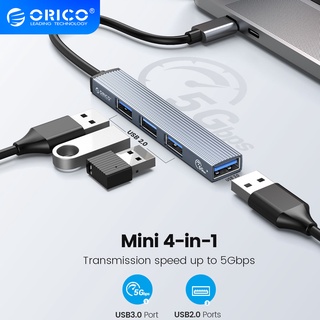 Orico อะแดปเตอร์ฮับ Type C อะลูมิเนียม 4 พอร์ต USB 3.0 2.0 บางพิเศษ แบบพกพา สําหรับคอมพิวเตอร์