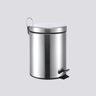 ถังขยะสแตนเลส แบบเหยียบ มีฝาปิด ขนาด 12 ลิตร HomeHuk Stainless Steel Round Bin เงิน ชิ้น ถังขยะ Stainless Steel Pedal Tr