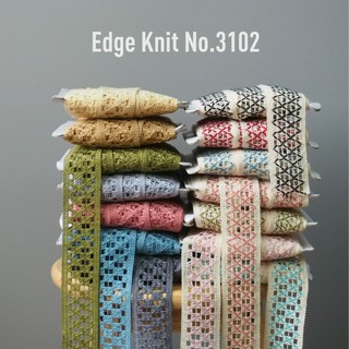 MOMOTARA No. 3102 เทปทอ Knit เทปทอ Knit เทปทอลาย Edge Knit  ขนาด 4 CM ยาว 18 หลา ชุดที่ 2