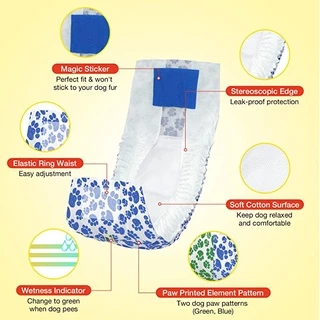 โอบิ DONO Non Slip มีตัวล็อคกันรูดและแถบวัดฉี่ ผ้าอ้อมสำหรับสุนัขตัวผู้ มีแถบรัดกระชับ กันเลื่อน ฟรีทิชชู่เปียก 10ชิ้น