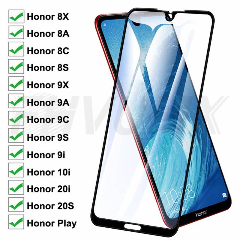 9D ป้องกันสําหรับ Huawei Honor 8A 8C 8S 8X กระจกนิรภัยป้องกันหน้าจอ Honor 9A 9C 9S 9X 9i 10i 20i 20S