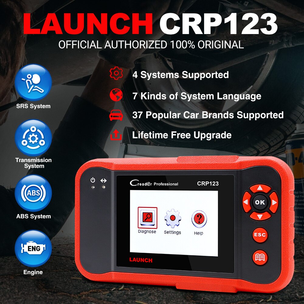 เปิดตัว CRP123 Original LAUNCH X431 Creader CRP123 Full OBDII OBD2 เครื่องมือวินิจฉัยอัตโนมัติรหัส R