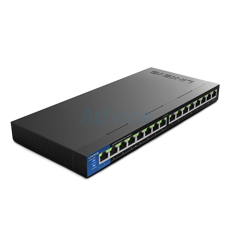 Gigabit Switching Hub 16 Port LINKSYS LGS-116P-AP (11'',8 POE)ประกันLT อุปกรณ์ขยายสัญญาณ ขยายสัญญาณ 