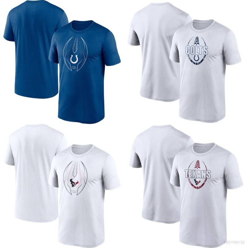 เสื้อยืดคอกลม แขนสั้น พิมพ์ลาย NFL Indianapolis Colts Houston Texans Fan ทรงหลวม สําหรับผู้ชาย และผู