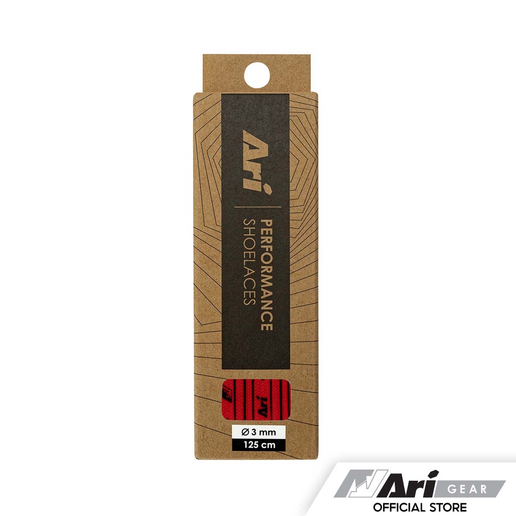 ARI COLORFUL SHOELACES - 3MM/125CM - RED (AHW1245-04) เชือกรองเท้า อาริ COLORFUL สีแดง
